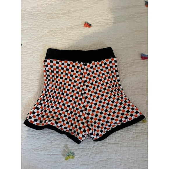 Zara Checkered Pattern JACQUARD PATTERN knit SHORTS small - Picture 3 of 4